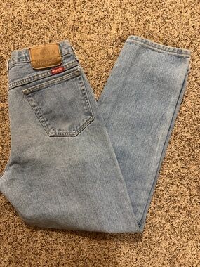 Wrangler Light Blue Denim Jeans with Leather Patch
